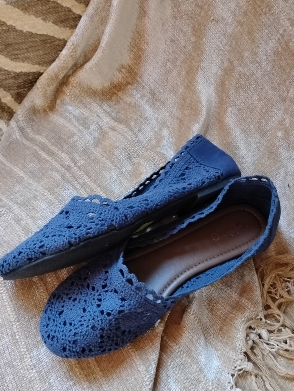 Women’s Blue Crochet Flats - Comfortable Casual Slip-Ons